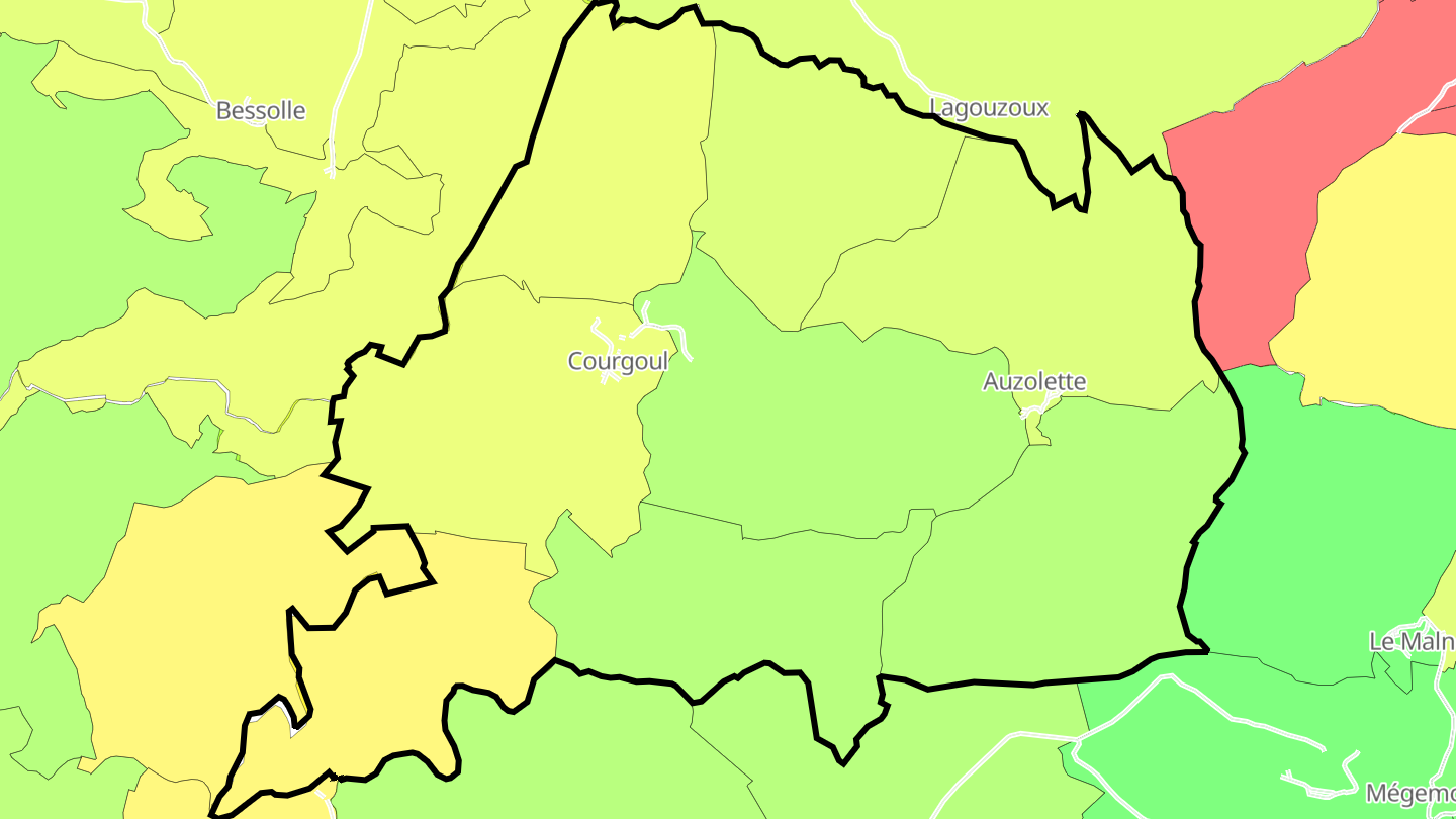 Carte des prix de l'immobilier Courgoul