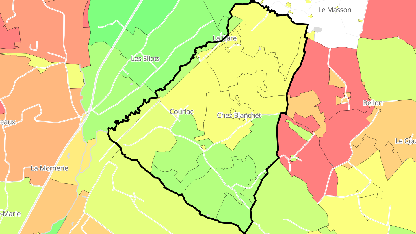 Carte des prix de l'immobilier Courlac