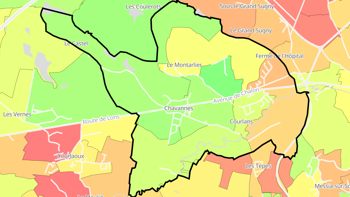 Carte des prix de l'immobilier Courlans