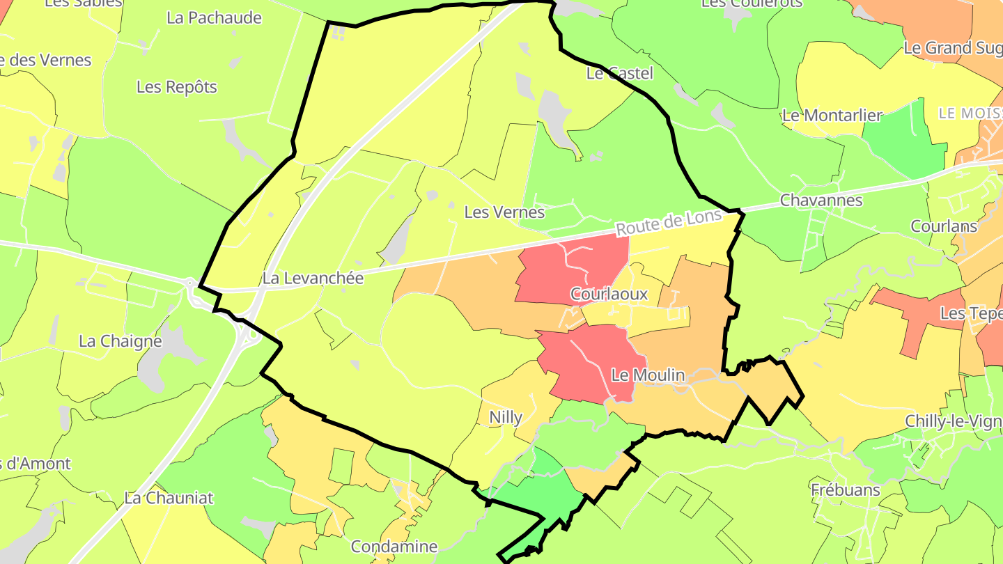 Carte des prix de l'immobilier Courlaoux