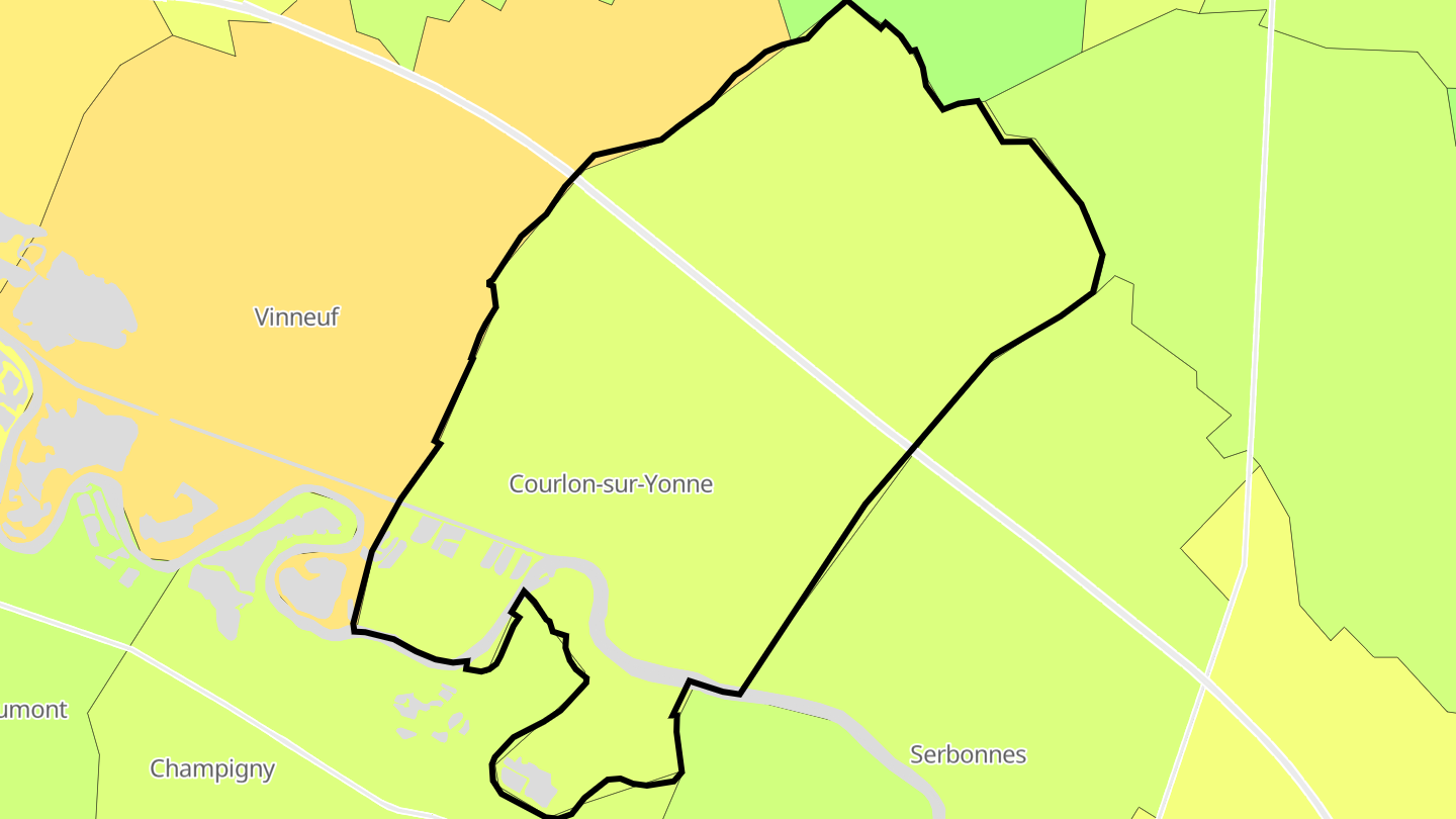 Carte des prix de l'immobilier Courlon-sur-Yonne