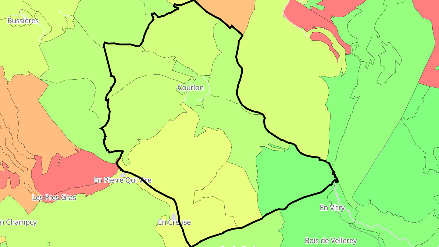 Carte des prix de l'immobilier Courlon