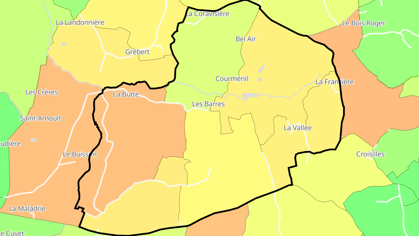 Carte des prix de l'immobilier Courménil