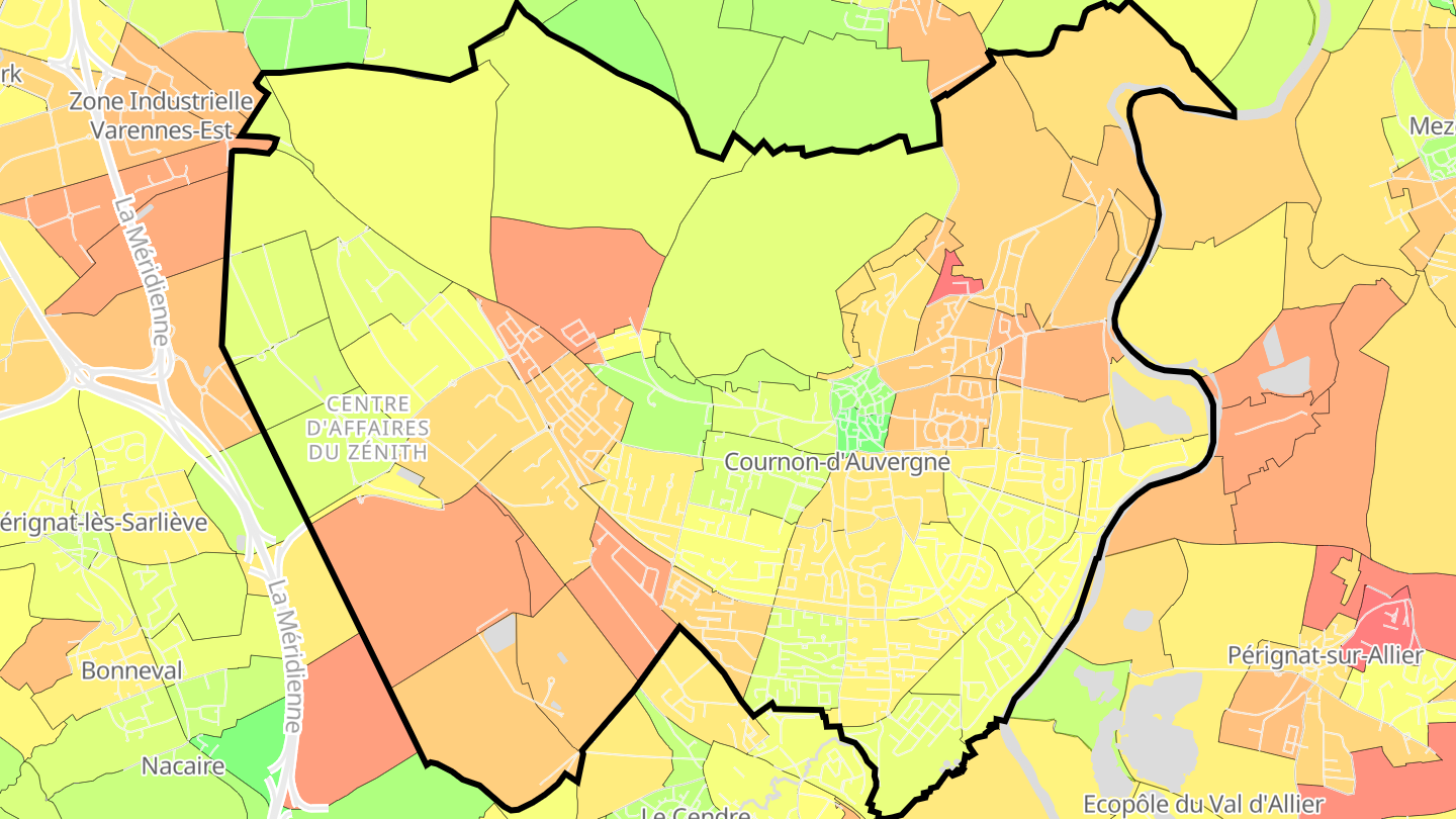 Carte des prix de l'immobilier Cournon-d'Auvergne