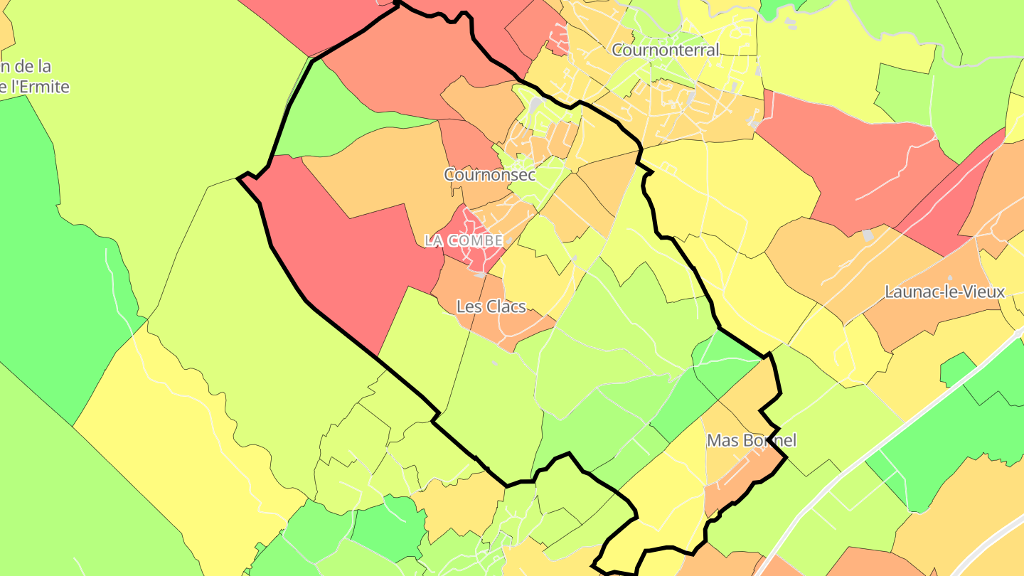 Carte des prix de l'immobilier Cournonsec