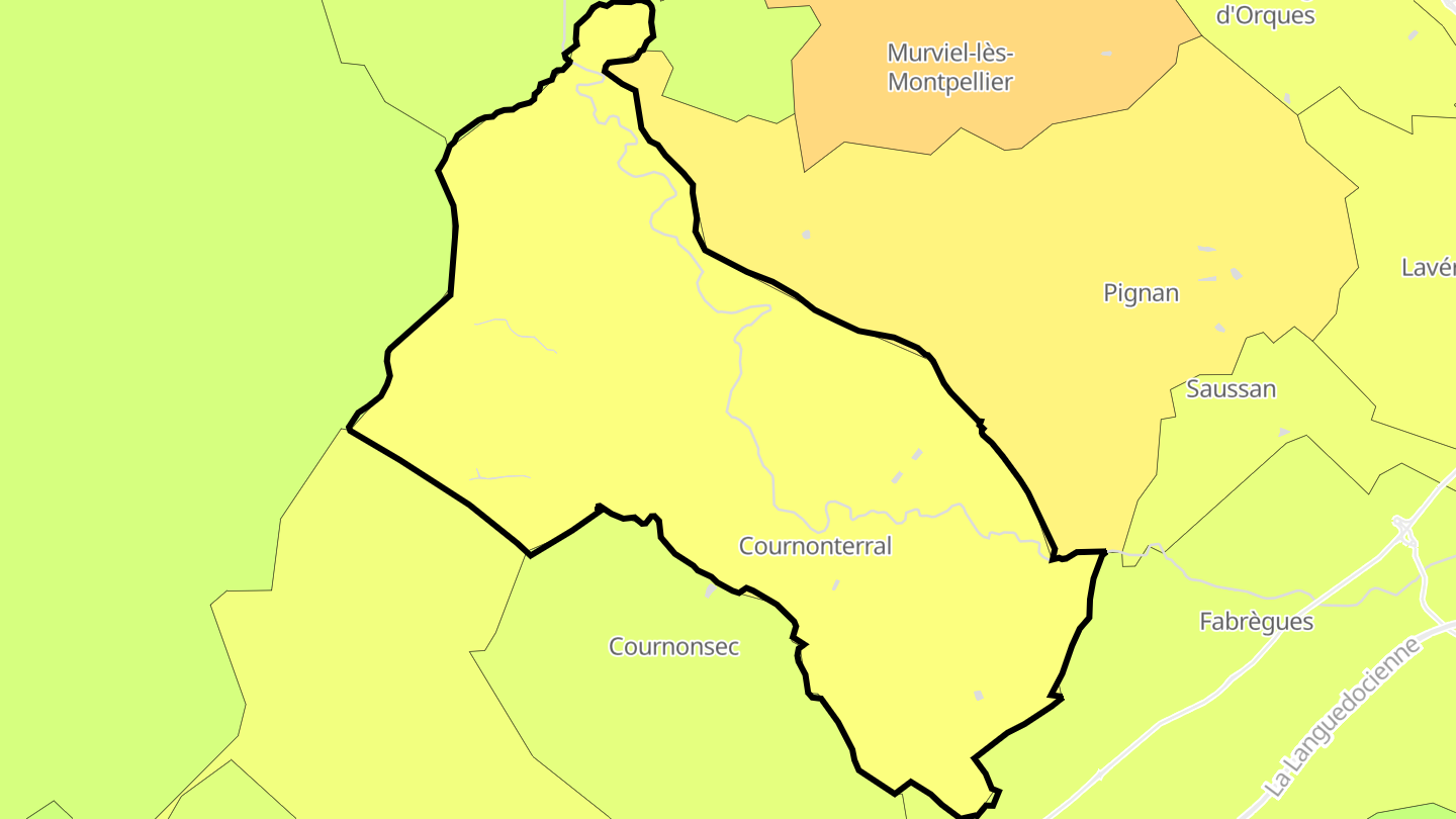 Carte des prix de l'immobilier Cournonterral