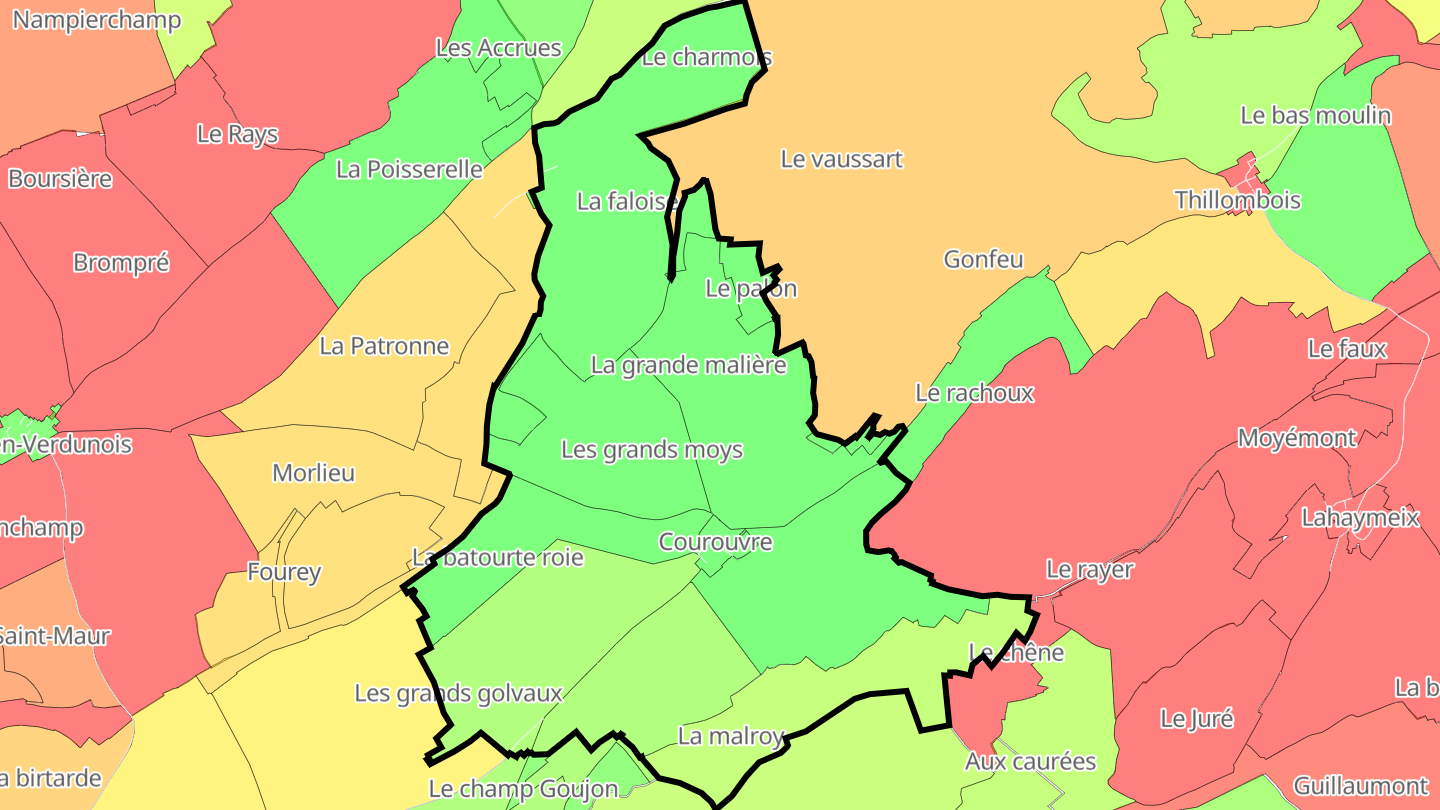Carte des prix de l'immobilier Courouvre
