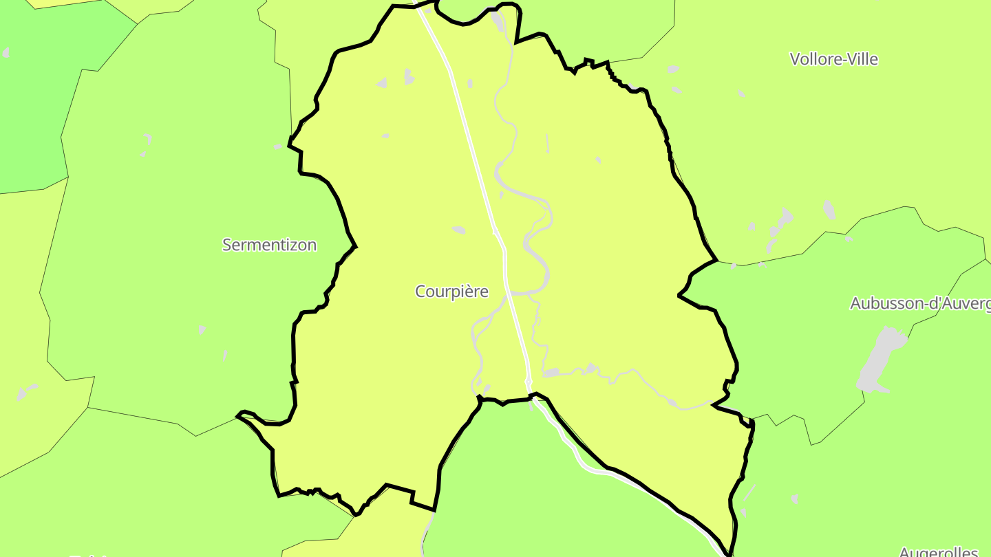 Carte des prix de l'immobilier Courpière