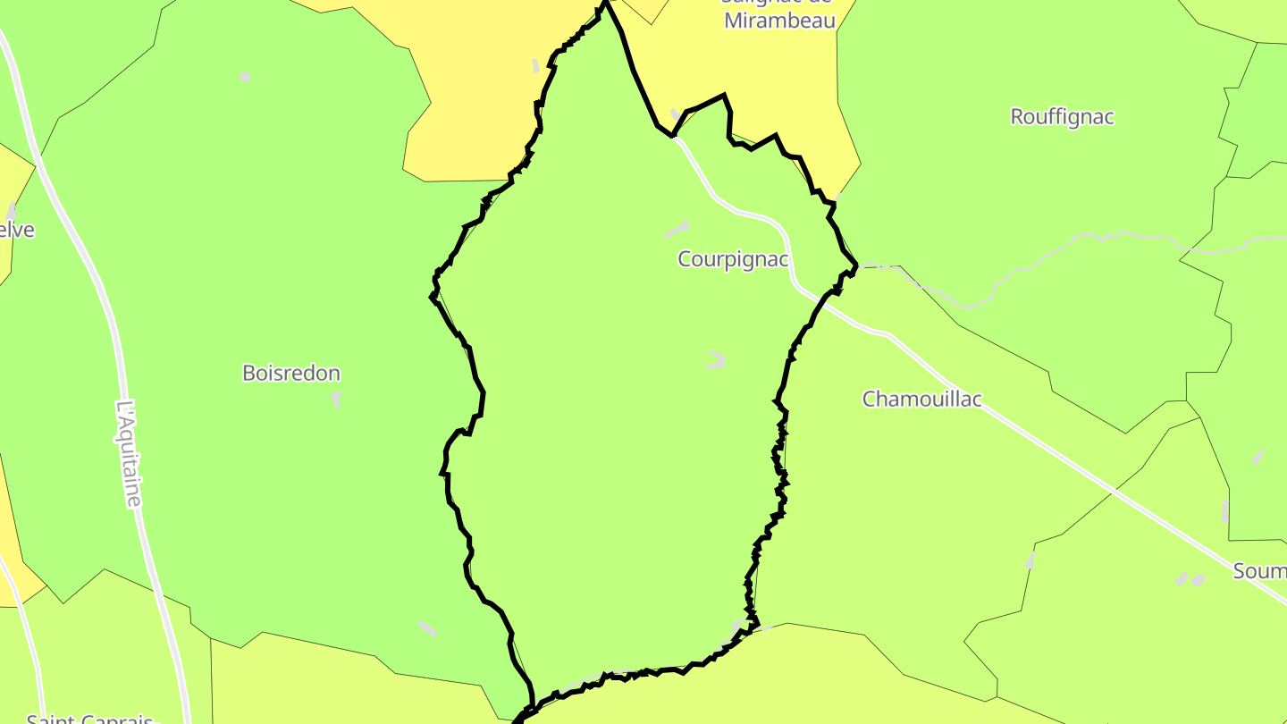 Carte des prix de l'immobilier Courpignac