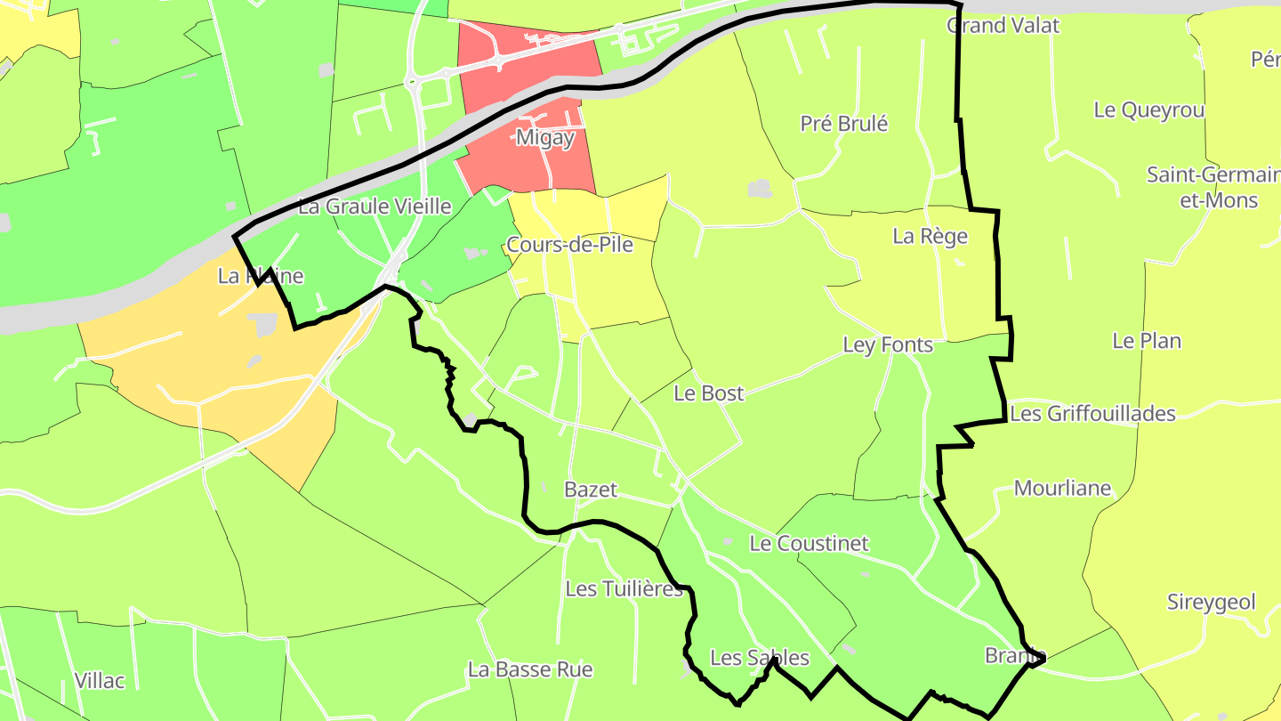 Carte des prix de l'immobilier Cours-de-Pile