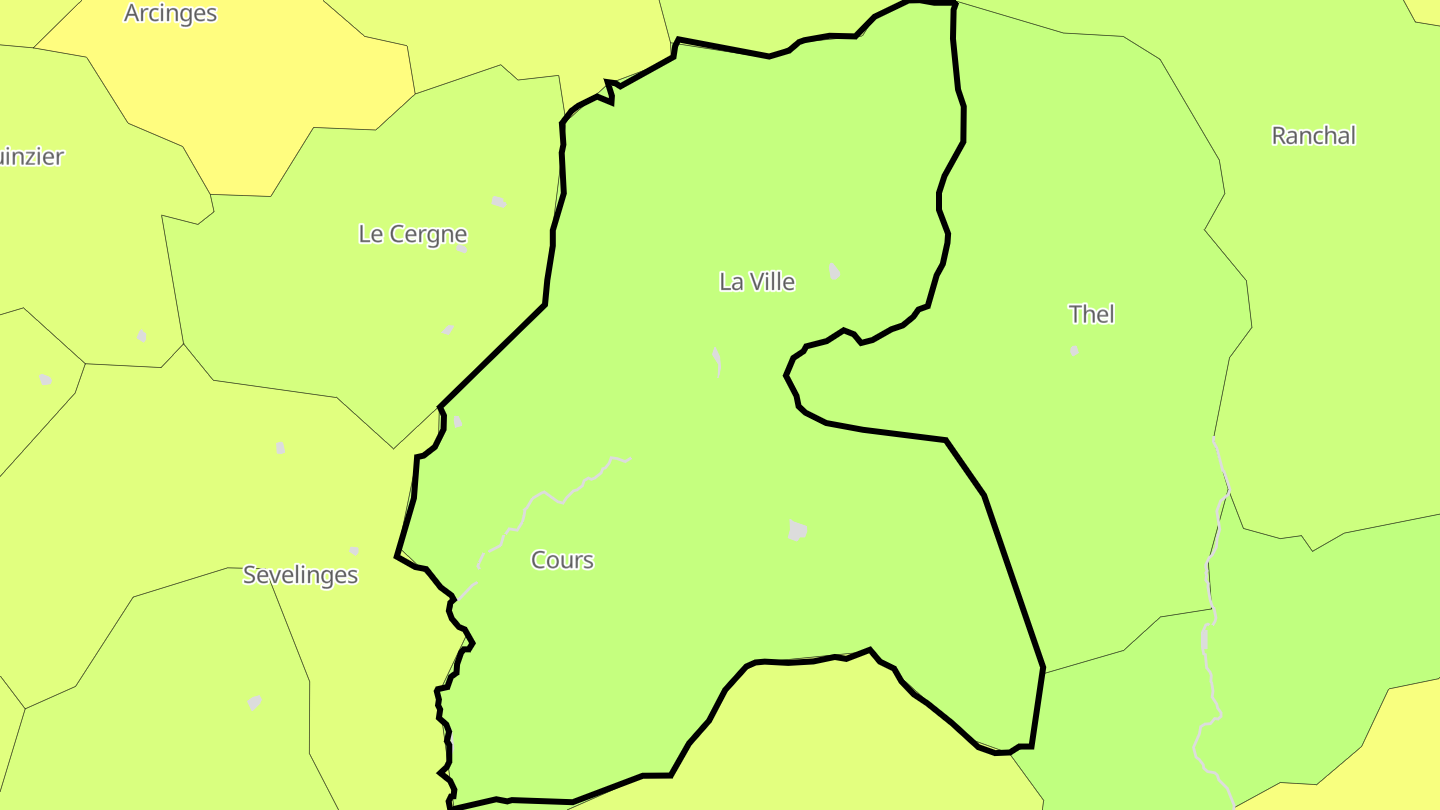 Carte des prix de l'immobilier Cours-la-Ville