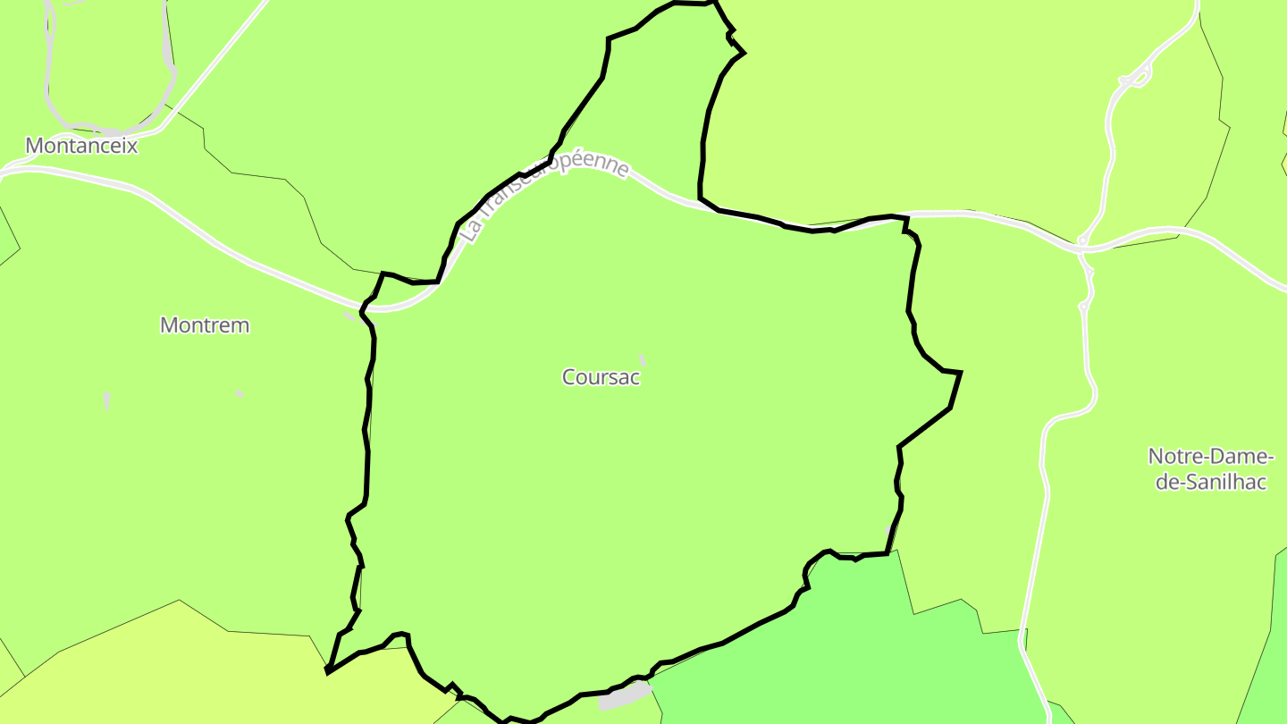 Carte des prix de l'immobilier Coursac