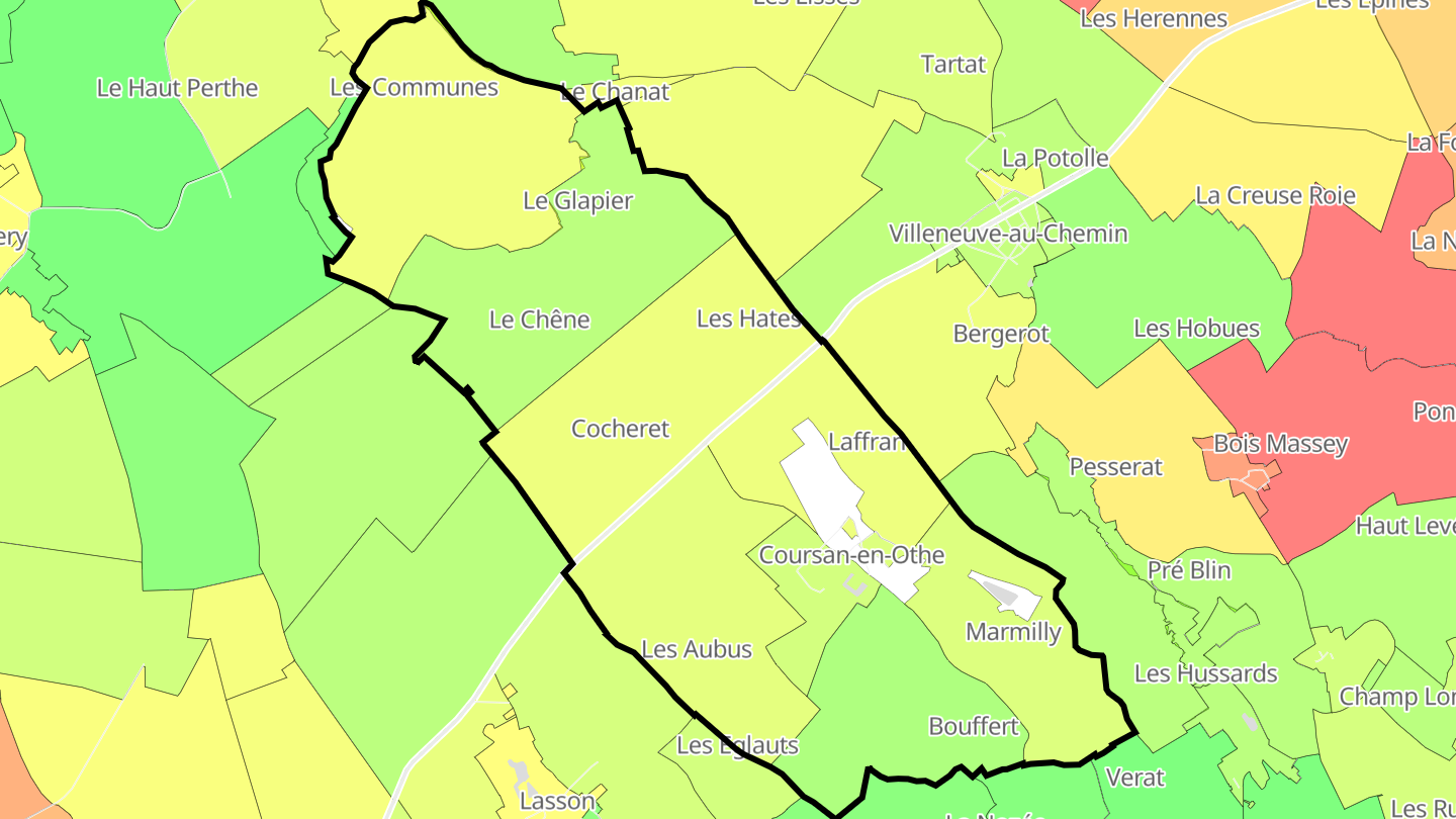 Carte des prix de l'immobilier Coursan-en-Othe