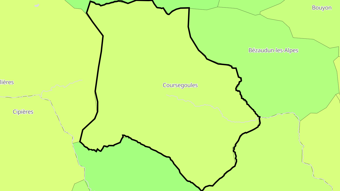 Carte des prix de l'immobilier Coursegoules