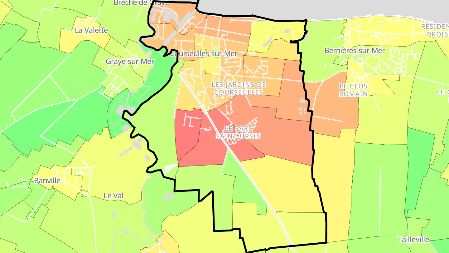 Carte des prix de l'immobilier Courseulles-sur-Mer