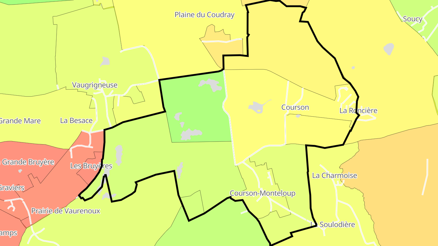 Carte des prix de l'immobilier Courson-Monteloup