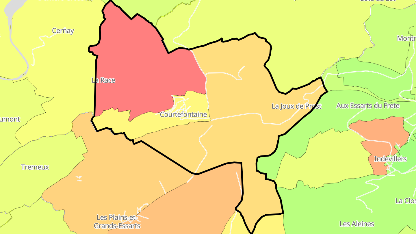 Carte des prix de l'immobilier Courtefontaine