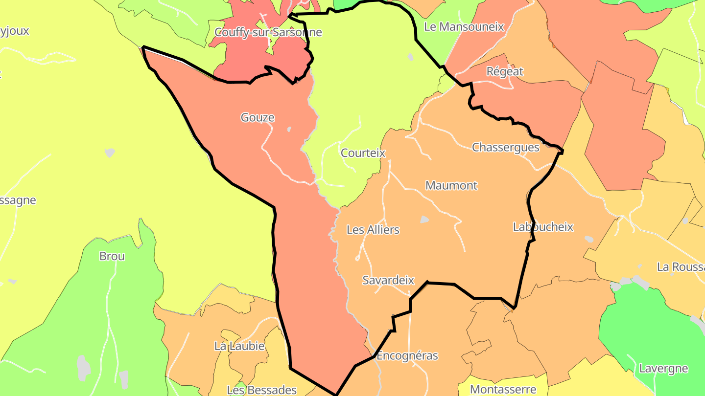 Carte des prix de l'immobilier Courteix