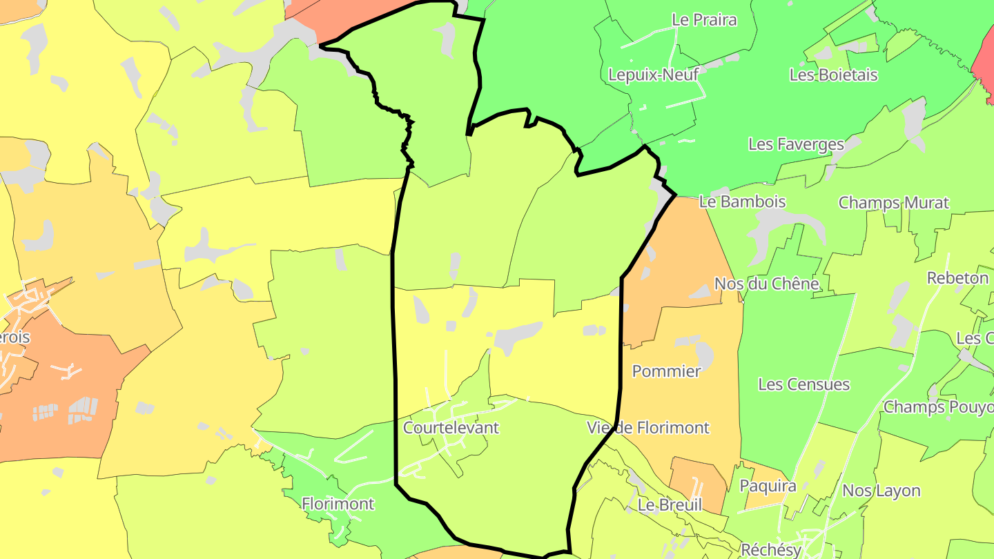 Carte des prix de l'immobilier Courtelevant