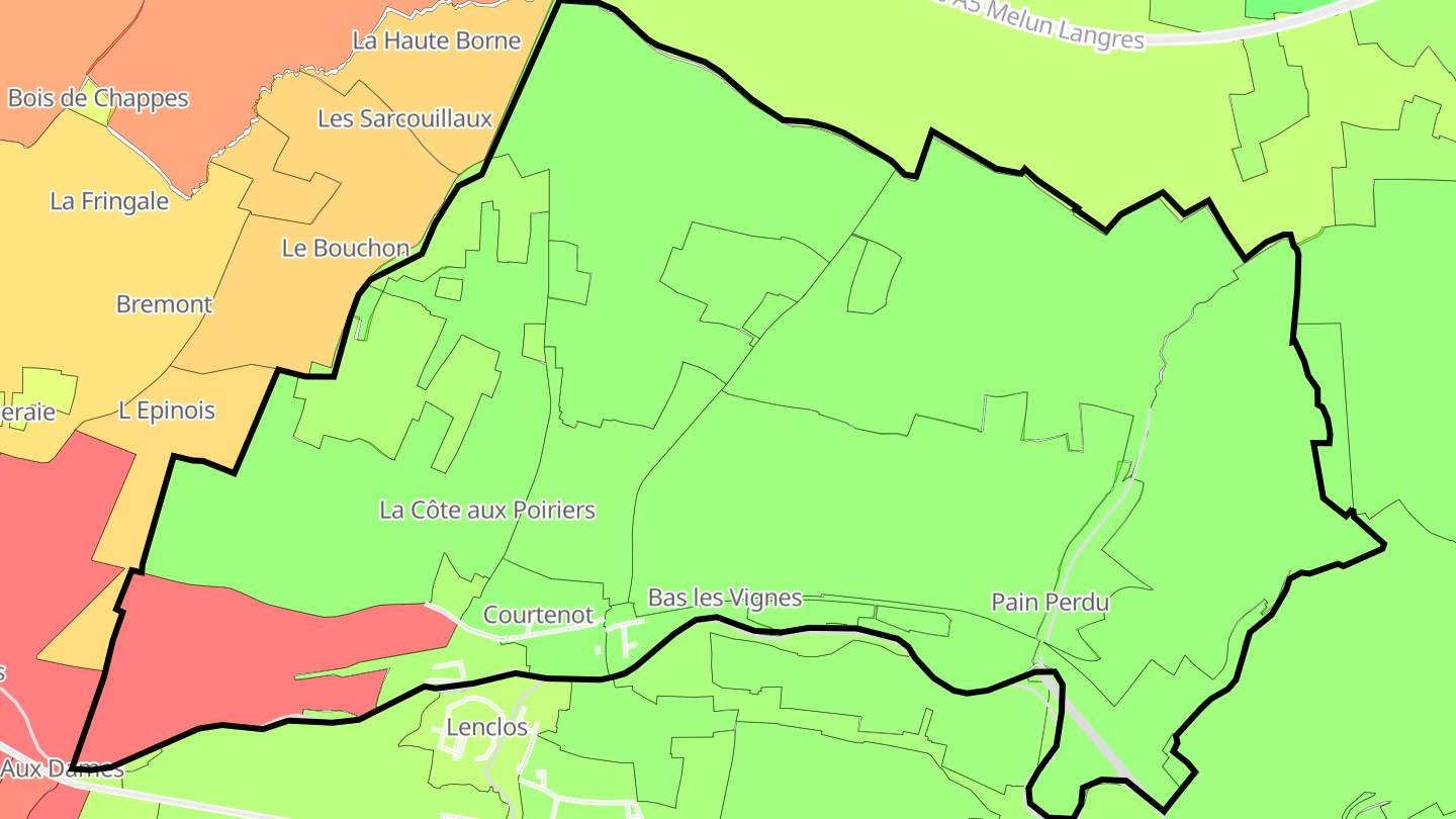 Carte des prix de l'immobilier Courtenot