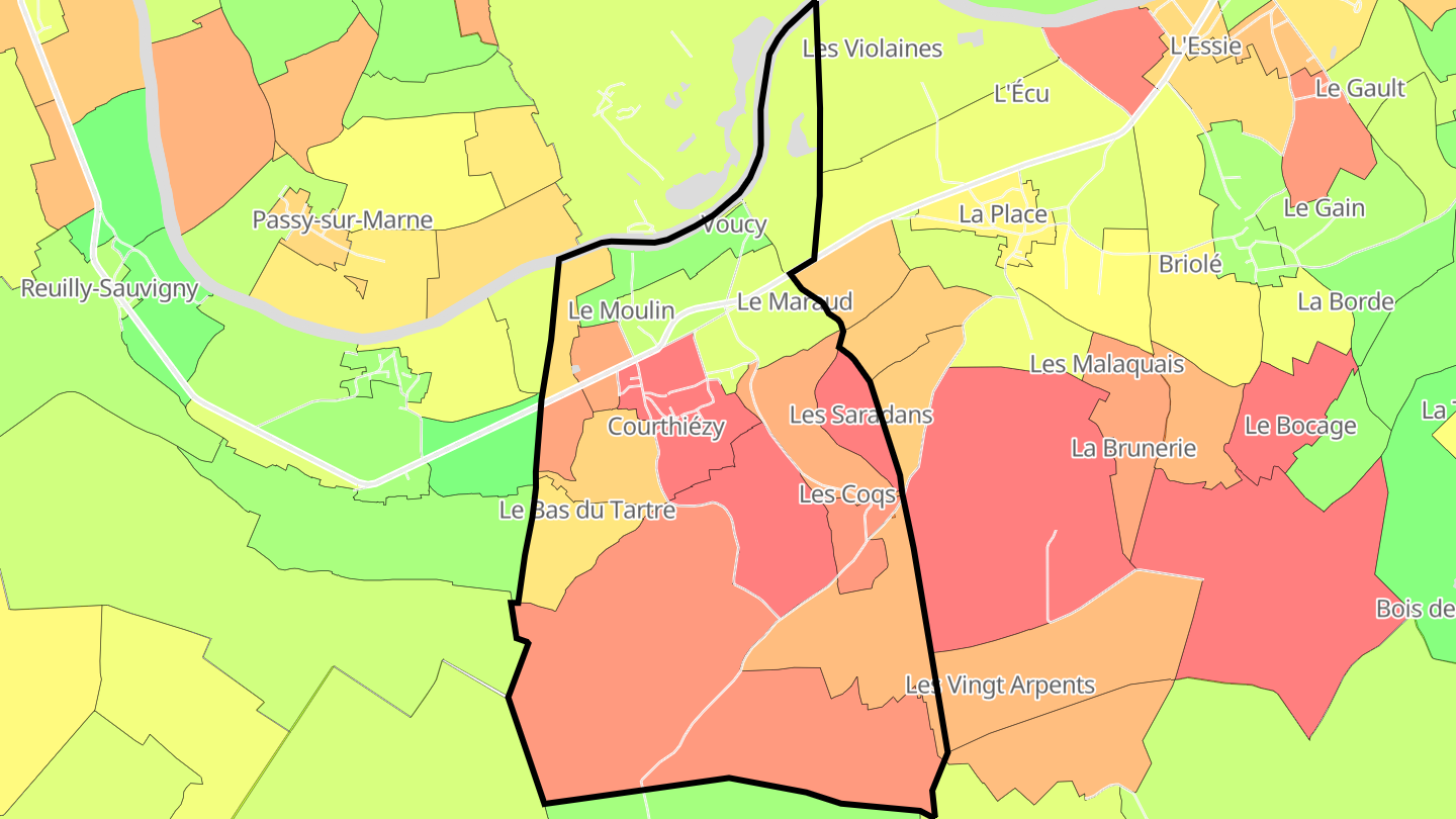 Carte des prix de l'immobilier Courthiézy