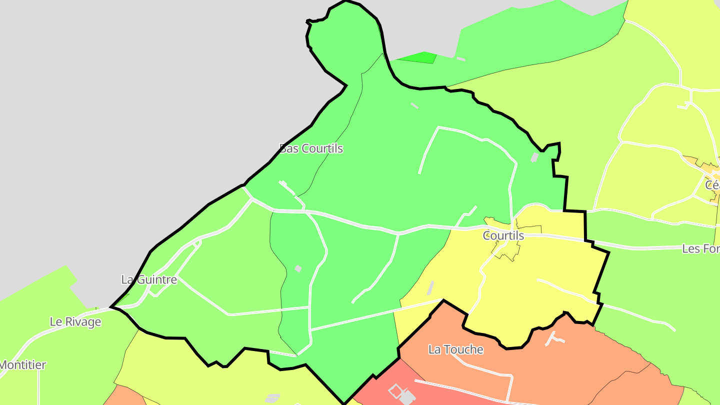 Carte des prix de l'immobilier Courtils