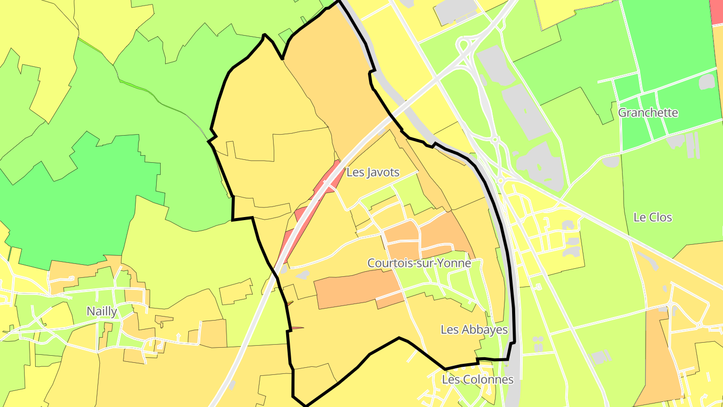 Carte des prix de l'immobilier Courtois-sur-Yonne