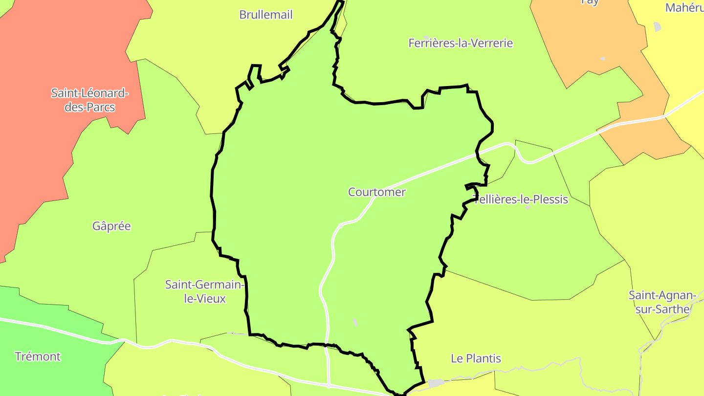 Carte des prix de l'immobilier Courtomer