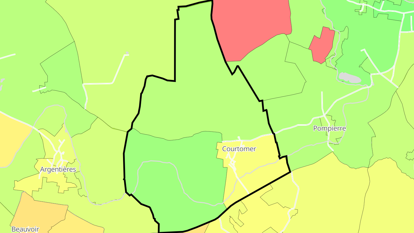 Carte des prix de l'immobilier Courtomer