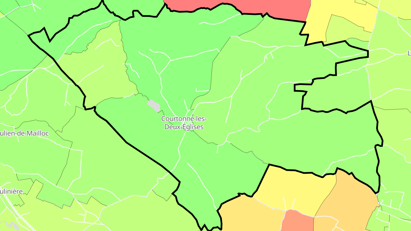 Carte des prix de l'immobilier Courtonne-les-Deux-Églises