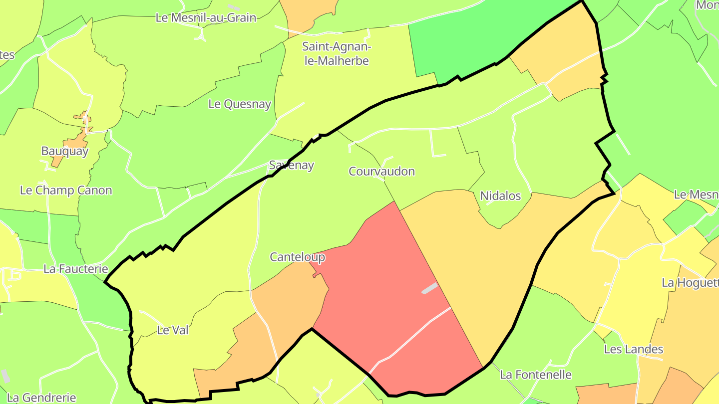 Carte des prix de l'immobilier Courvaudon