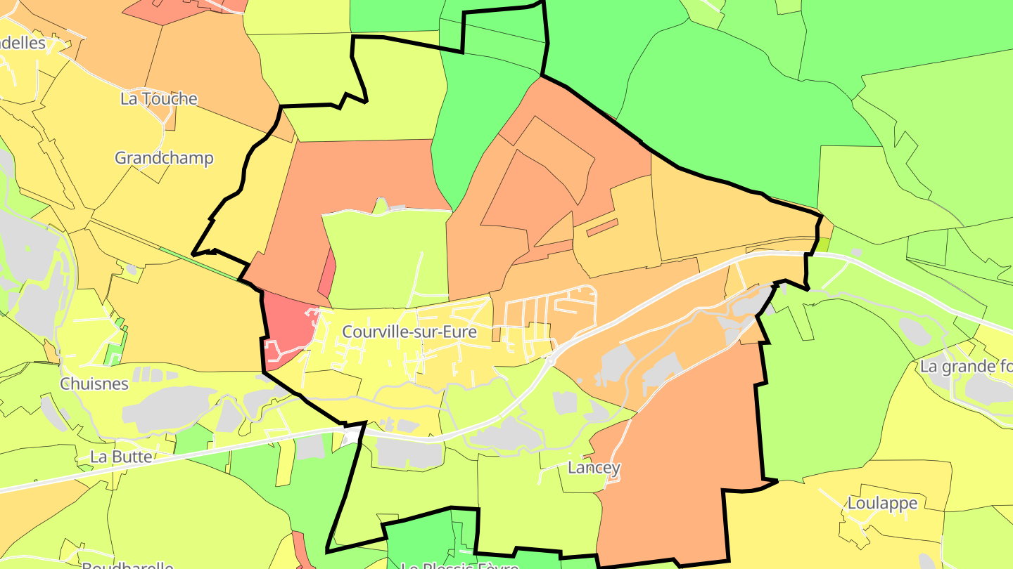 Carte des prix de l'immobilier Courville-sur-Eure