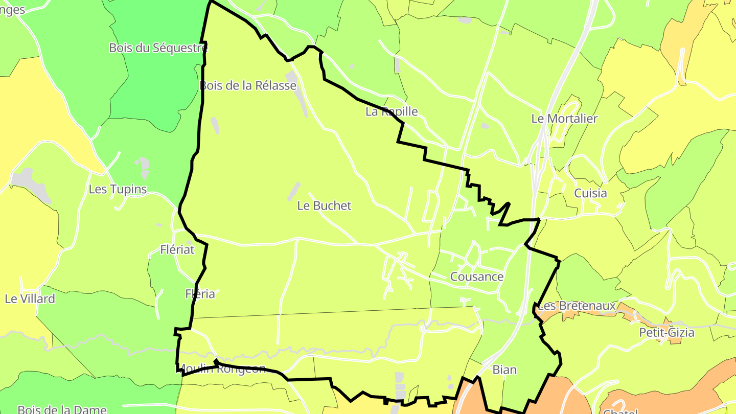 Carte des prix de l'immobilier Cousance