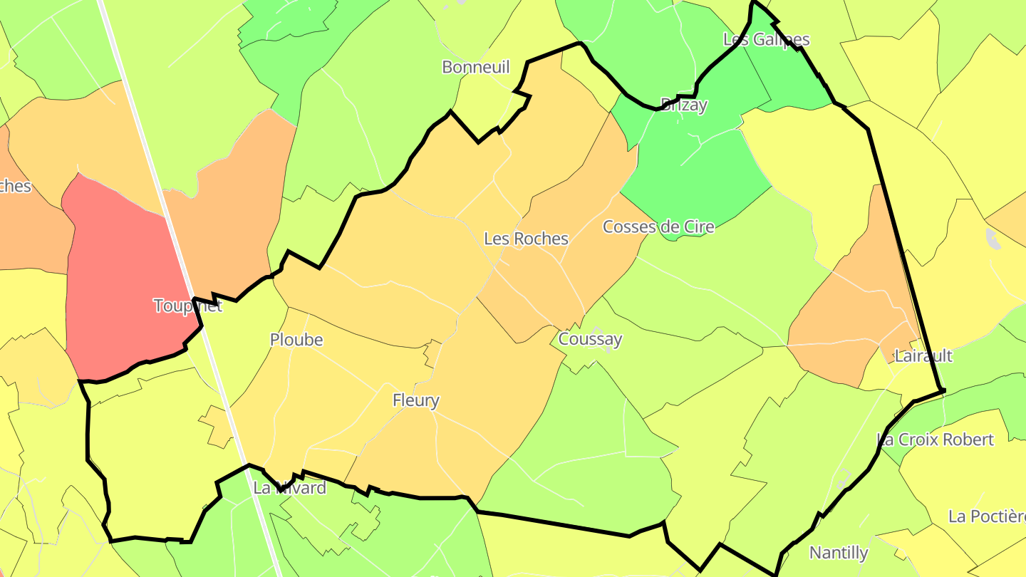 Carte des prix de l'immobilier Coussay