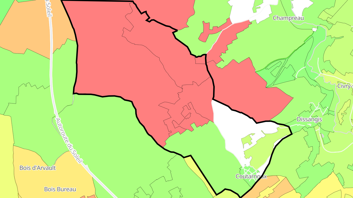 Carte des prix de l'immobilier Coutarnoux