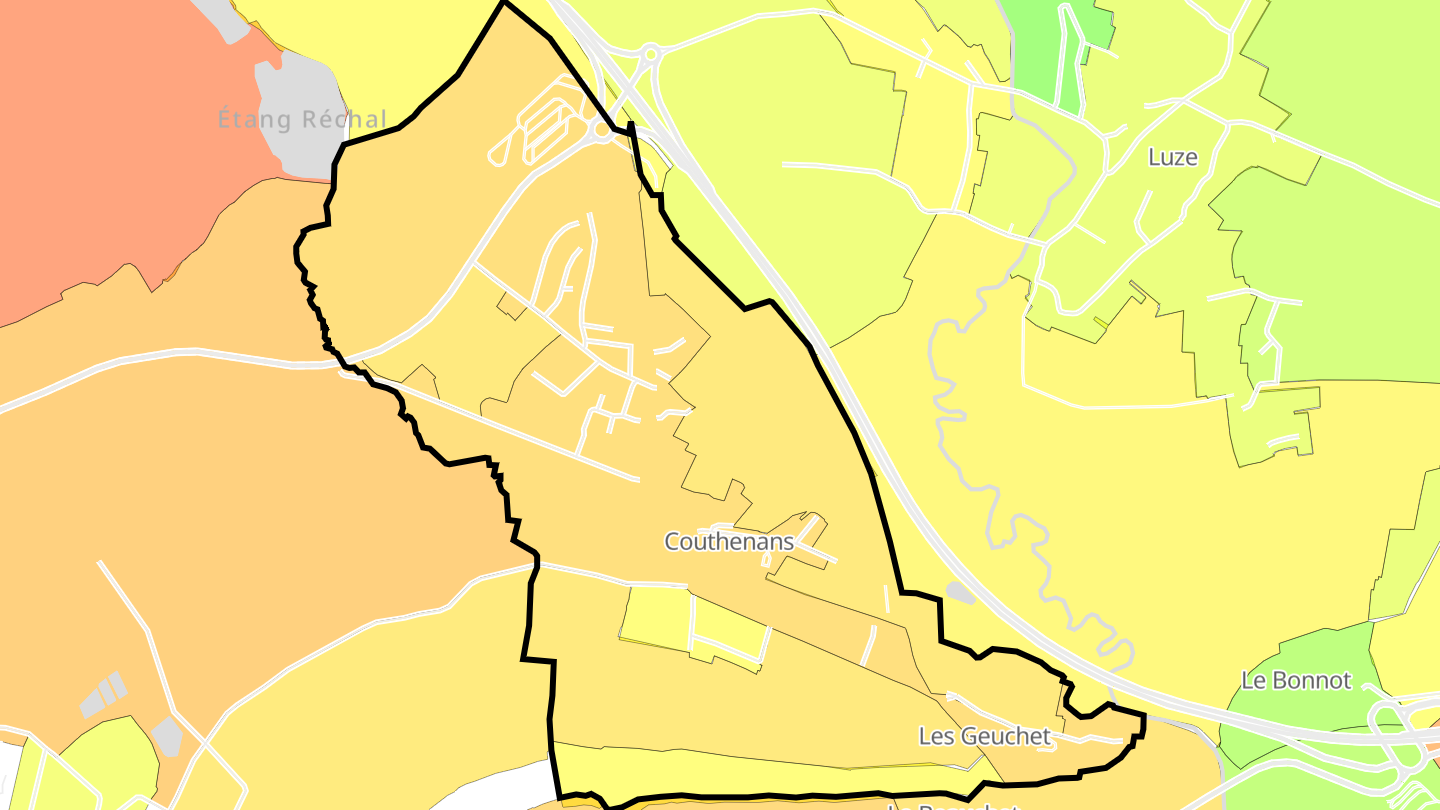 Carte des prix de l'immobilier Couthenans