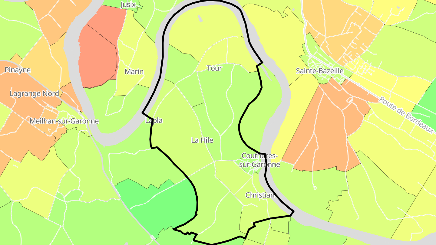 Carte des prix de l'immobilier Couthures-sur-Garonne