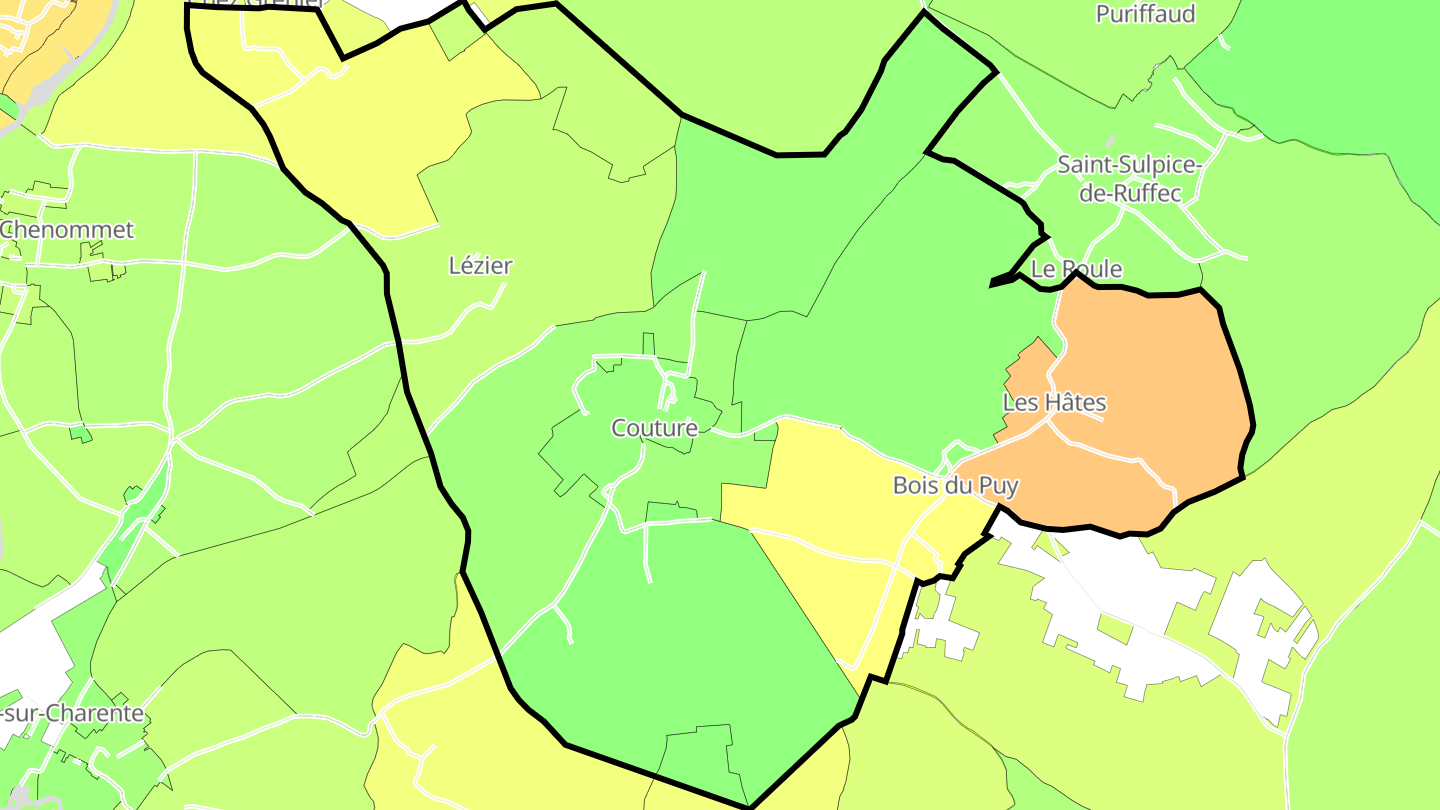 Carte des prix de l'immobilier Couture
