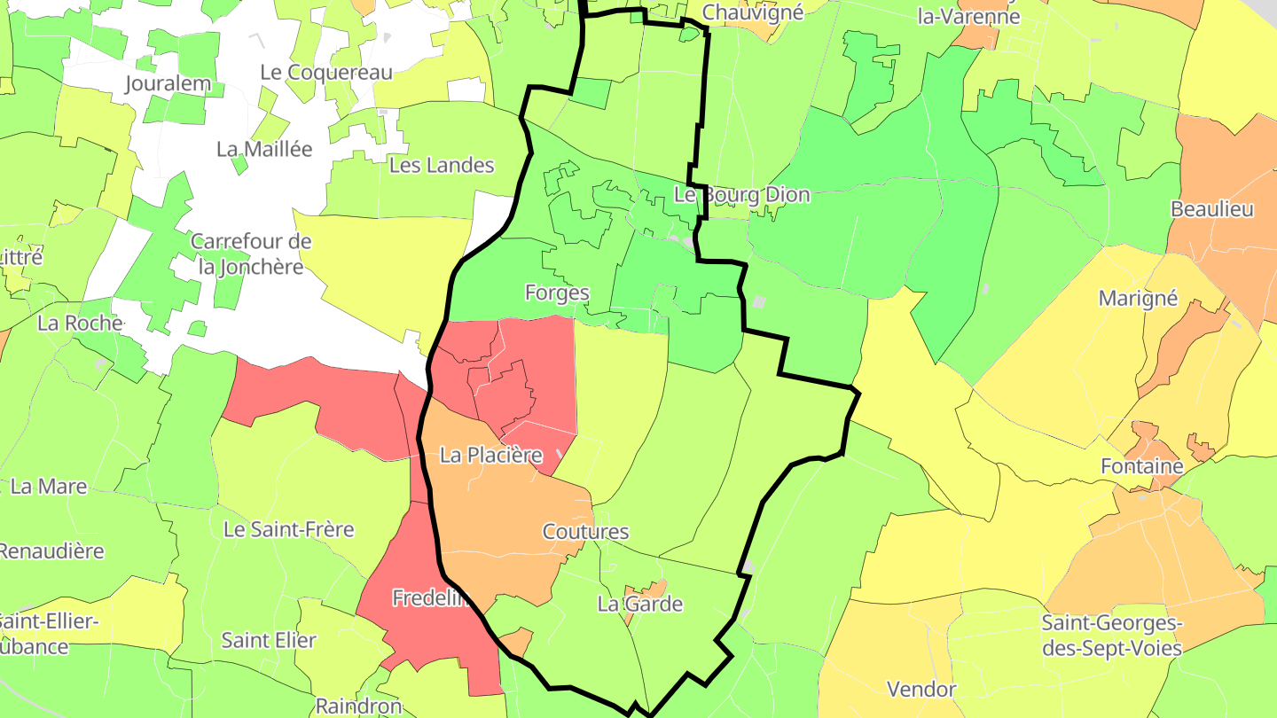 Carte des prix de l'immobilier Coutures