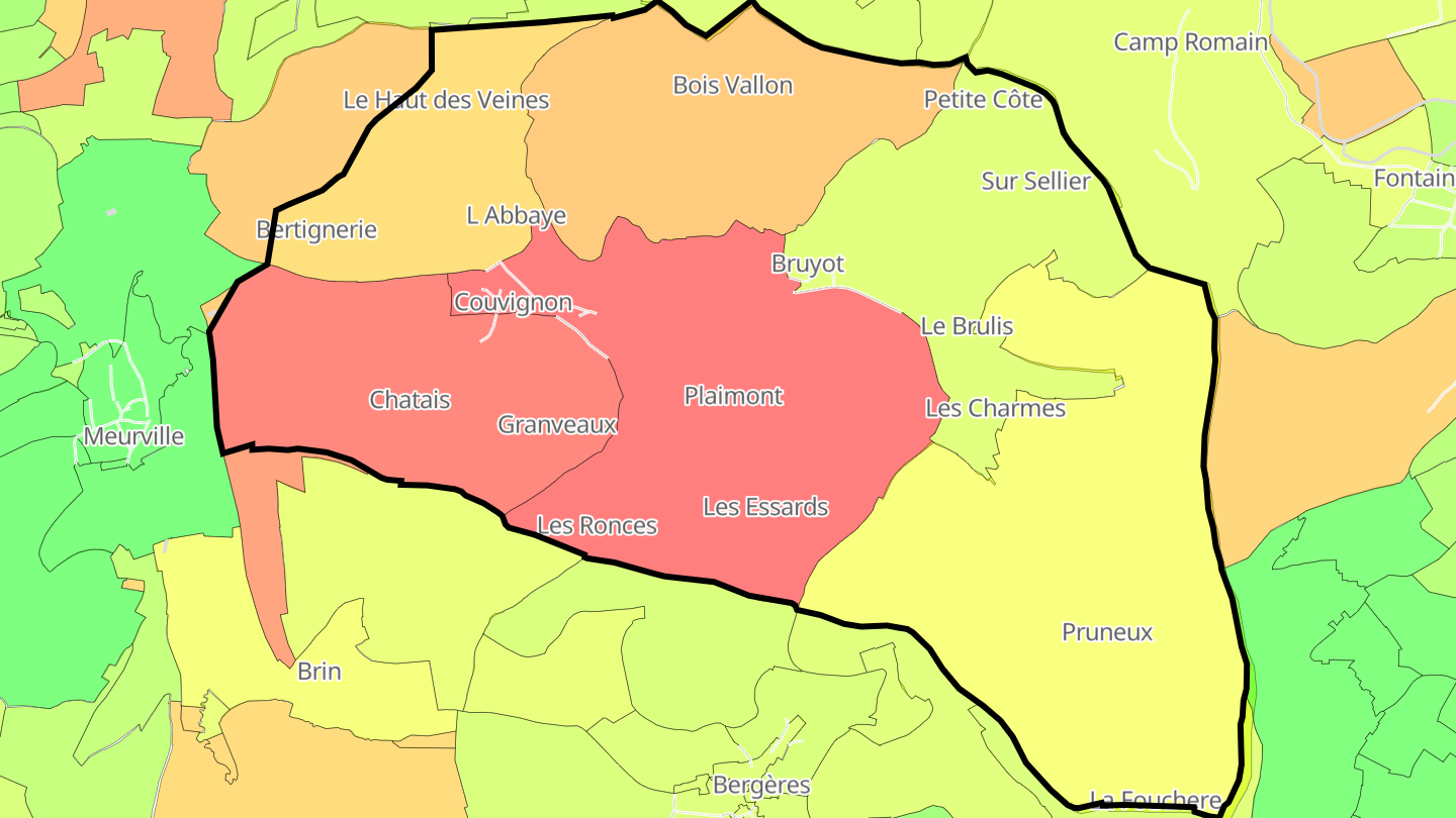 Carte des prix de l'immobilier Couvignon