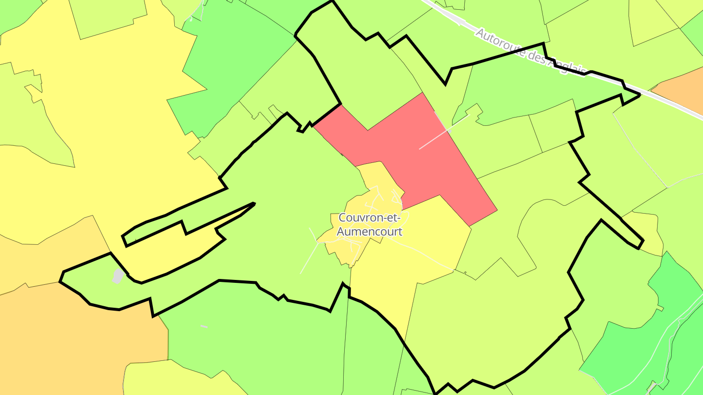 Carte des prix de l'immobilier Couvron-et-Aumencourt