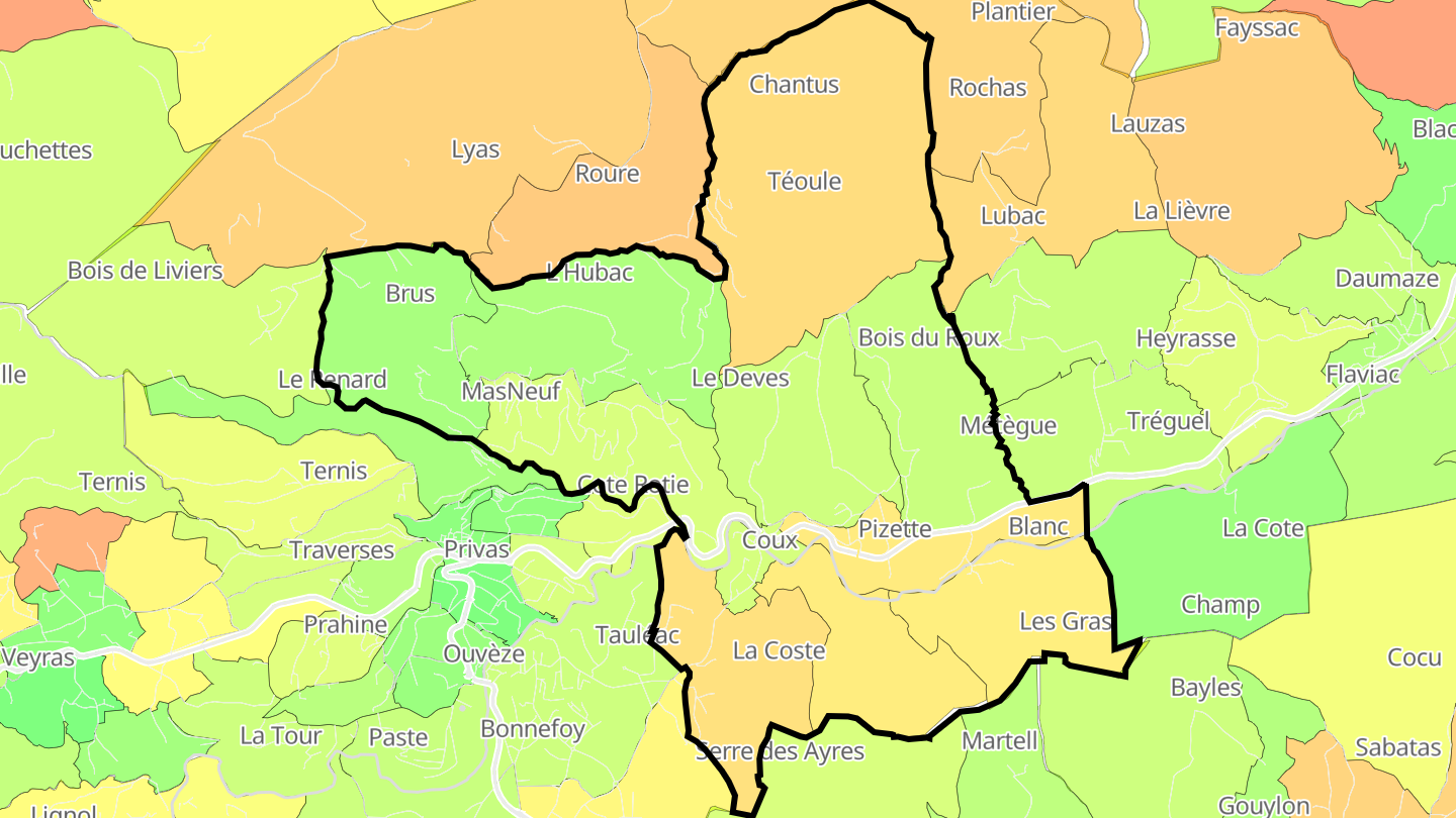 Carte des prix de l'immobilier Coux