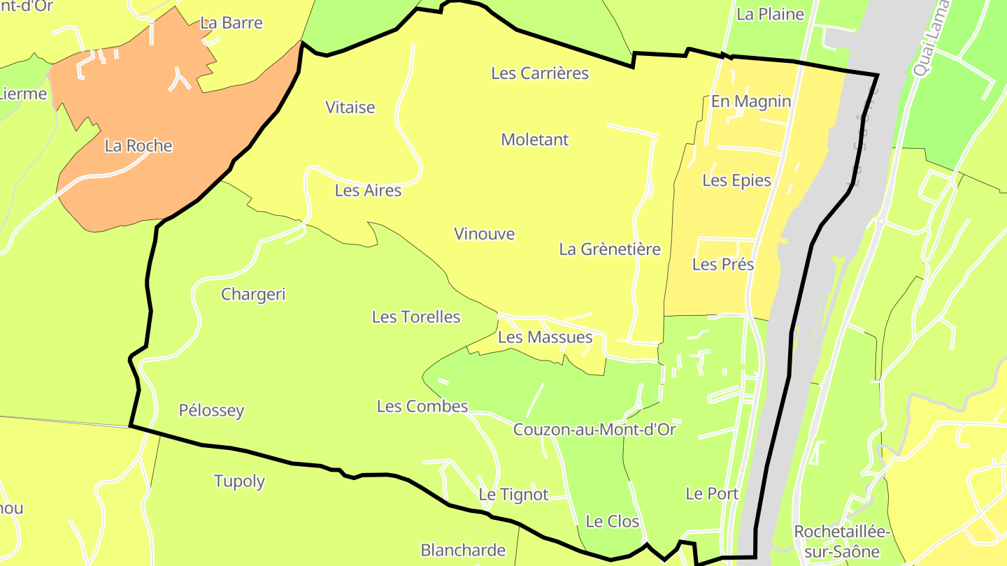 Carte des prix de l'immobilier Couzon-au-Mont-d'Or
