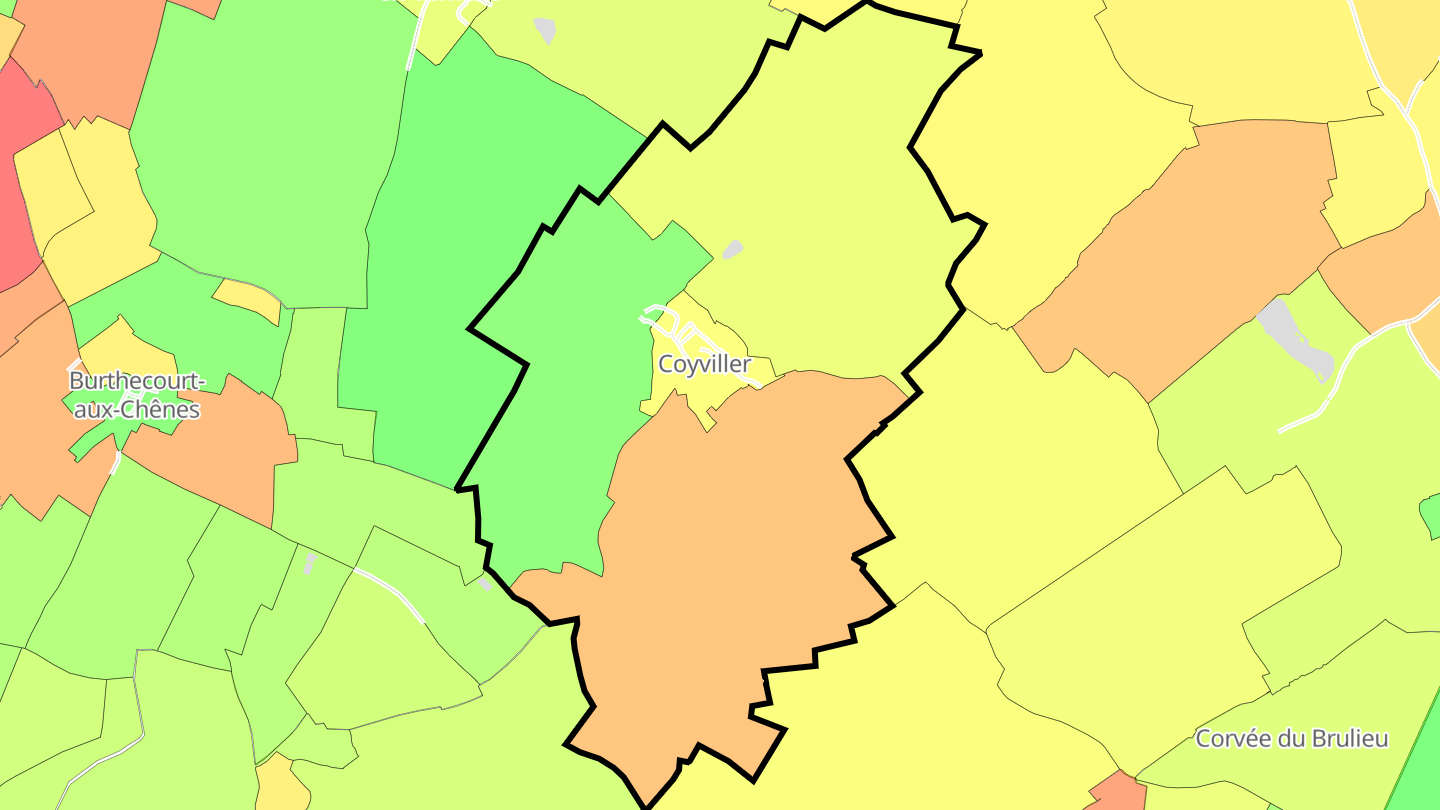 Carte des prix de l'immobilier Coyviller