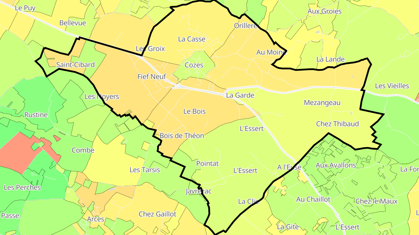 Carte des prix de l'immobilier Cozes