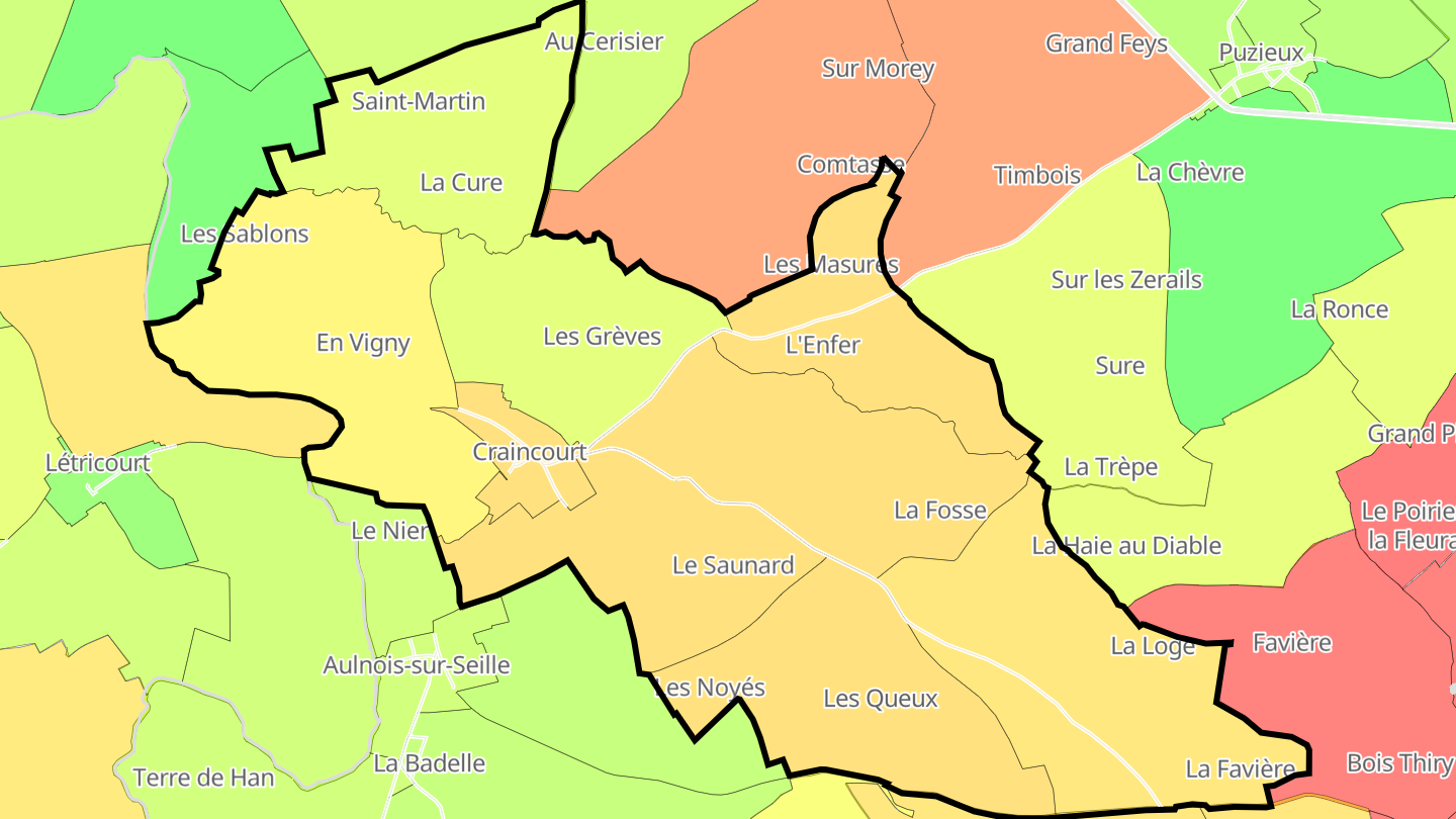 Carte des prix de l'immobilier Craincourt