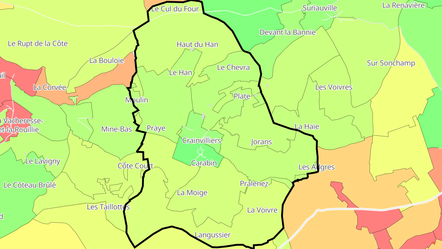 Carte des prix de l'immobilier Crainvilliers