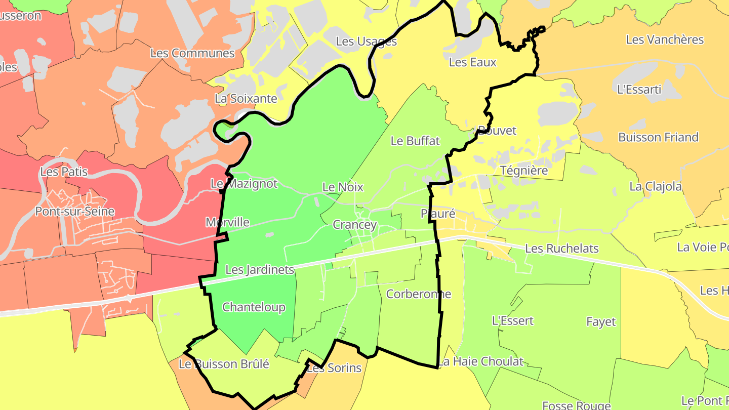 Carte des prix de l'immobilier Crancey
