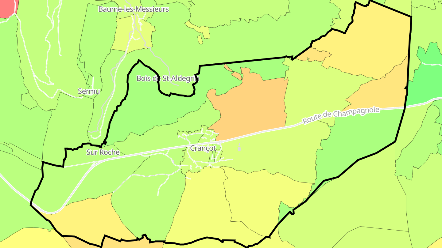 Carte des prix de l'immobilier Crançot