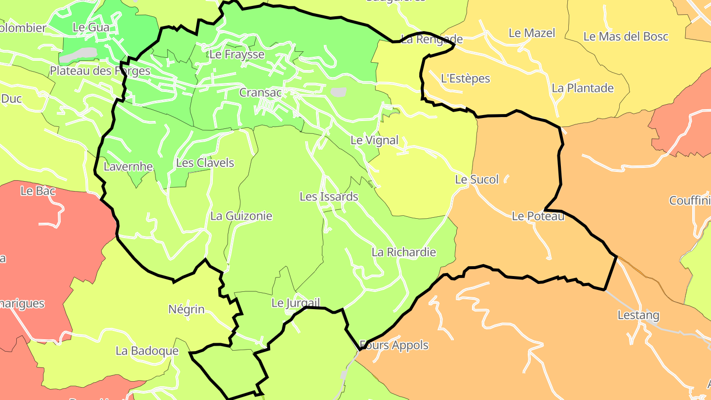 Carte des prix de l'immobilier Cransac